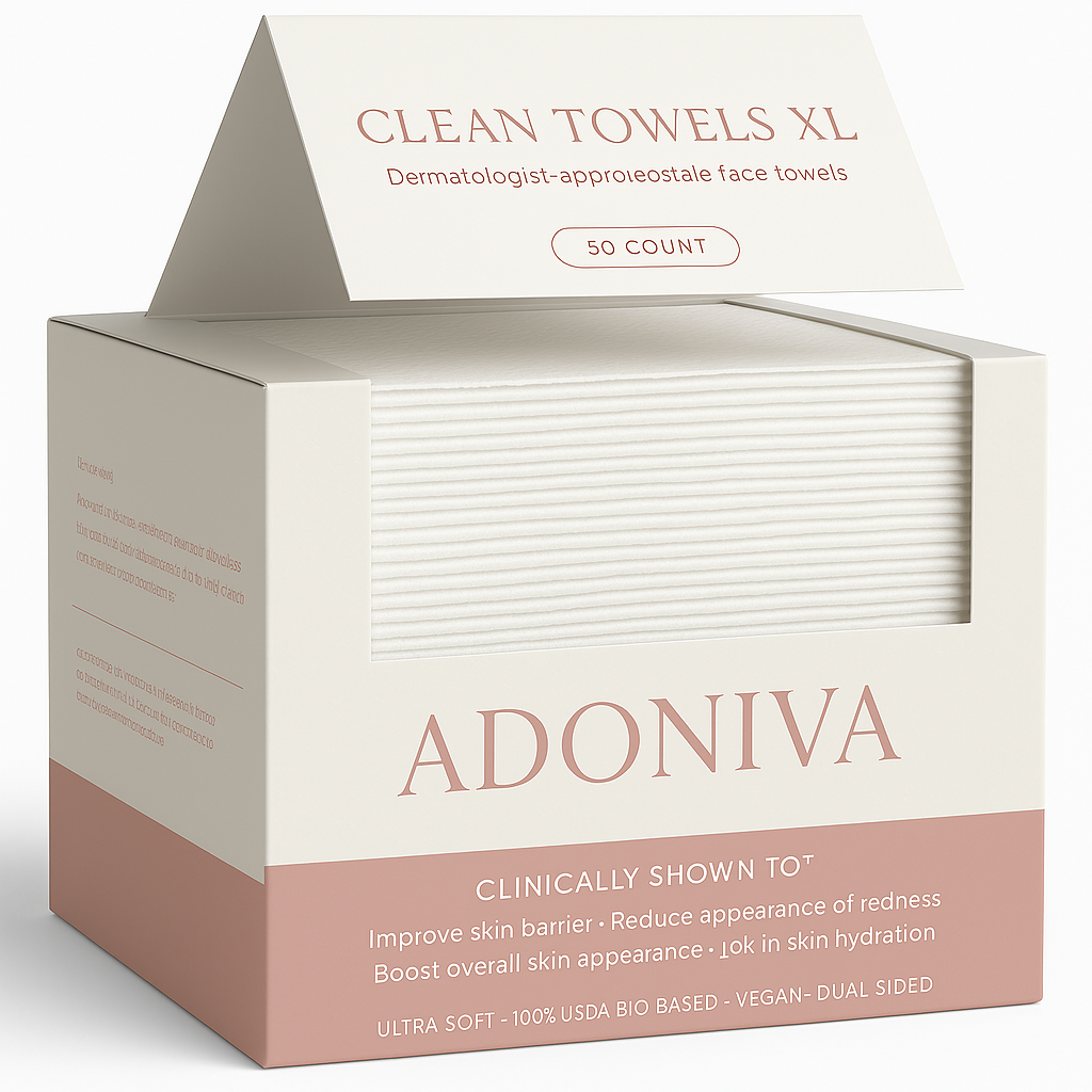 Clean Towels XL, 100% USDA Biobased Face Towel, Disposable Face Towelette, Eczema Association Accepted, Makeup Remover Dry Wipes, Ultra Soft, 50 Ct, 1 Pack